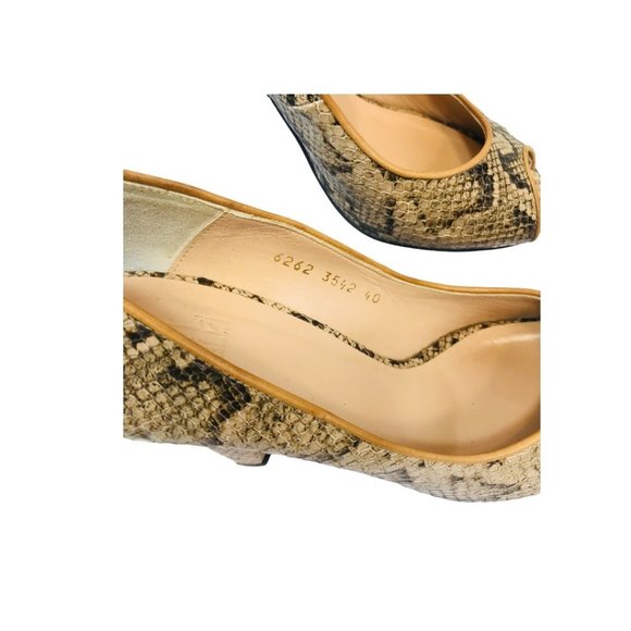 Billi Bi Copenhagen Snake Leather Print Peep Toe High Heel Shoes Pumps Size 40 - Picture 6 of 10